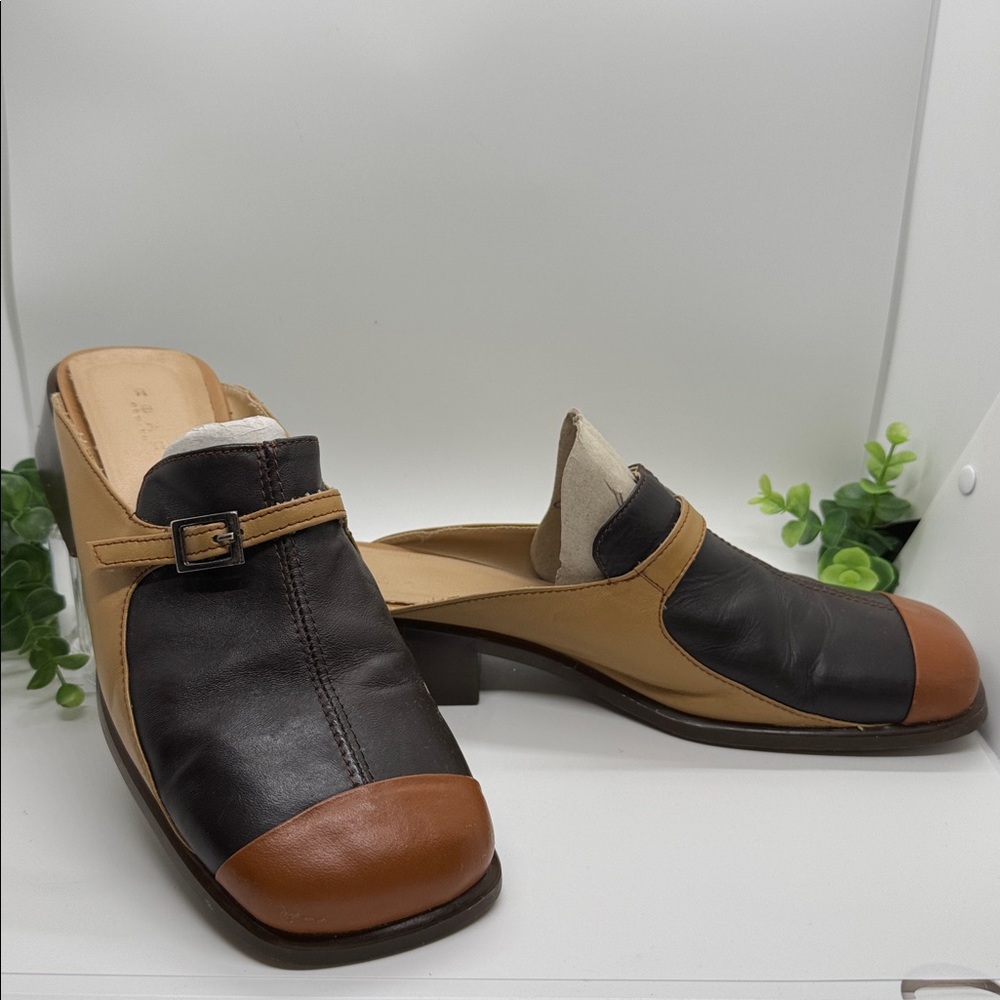 Coach Square Toe Leather Mule Vintage Heels-SIZE 41/8